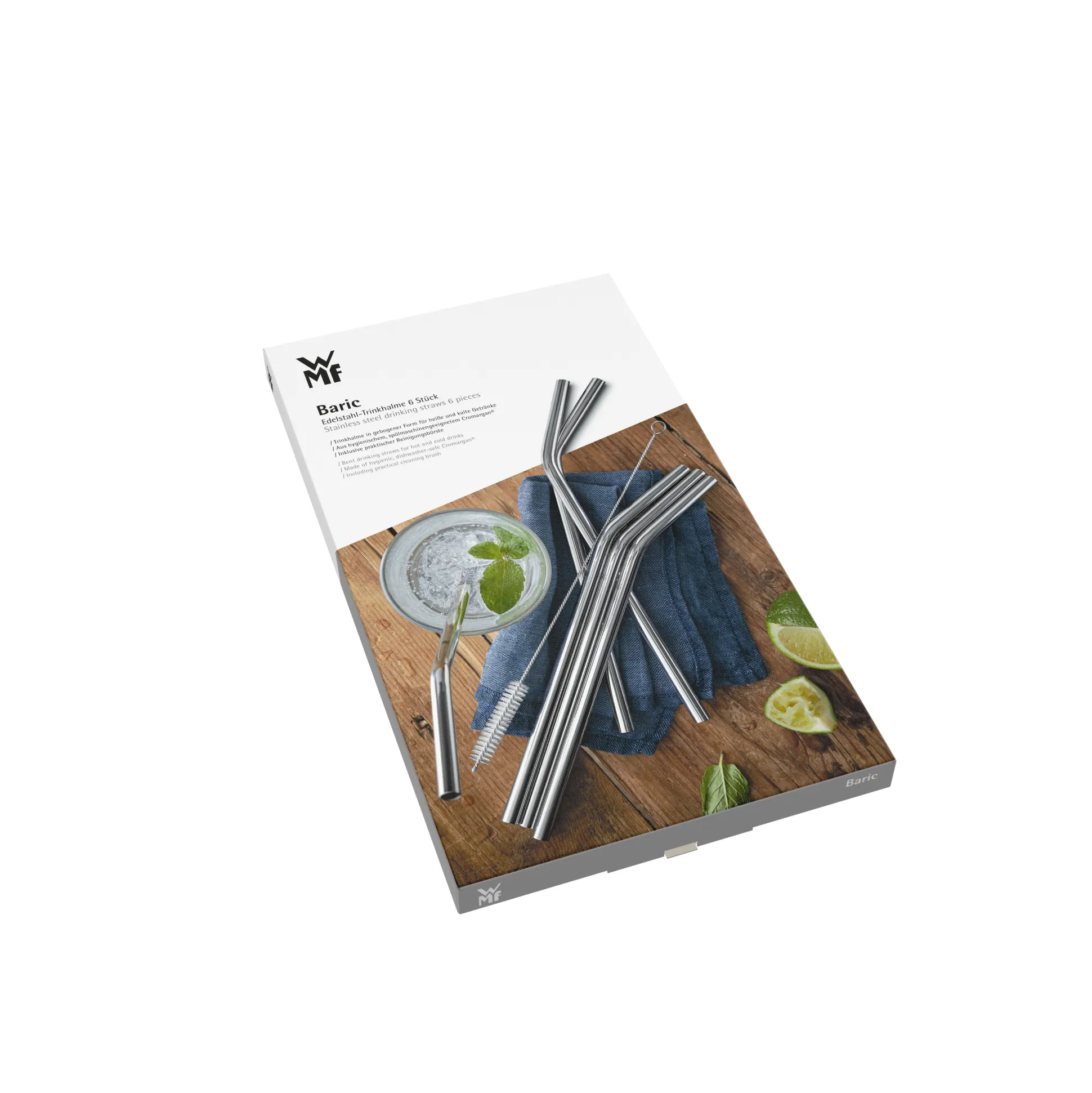 BaricTrinkhalm-Set aus Cromargan®, 24 cm, 6-teilig plus Reinigungsbürste