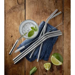 BaricTrinkhalm-Set aus Cromargan®, 24 cm, 6-teilig plus Reinigungsbürste