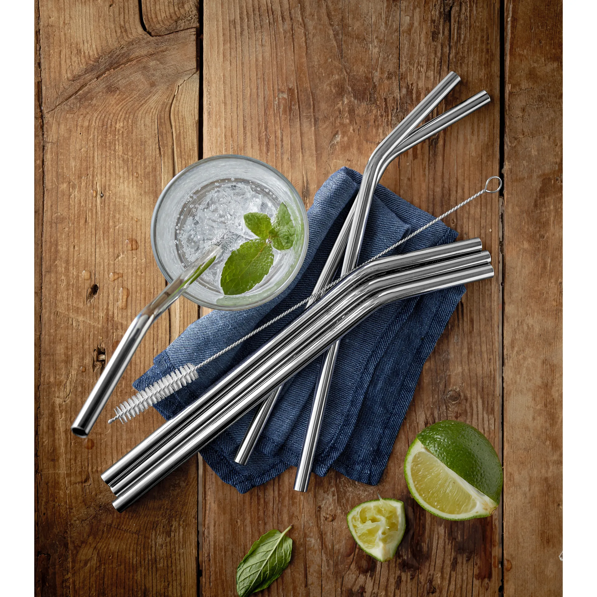 BaricTrinkhalm-Set aus Cromargan®, 24 cm, 6-teilig plus Reinigungsbürste