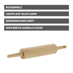KAISER Inspiration Teigausroller Buchenholz, 25 cm